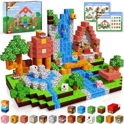Afbeelding van Goody King Magnetische blokken 100 stuks magnetisch bouwkubusspel, constructiespeelgoed voor jongens en meisjes leeftijd 3 4, 5 6 7 8 9 10, STEM Montessori stapelspeelgoed, sensorische tegels bouwen