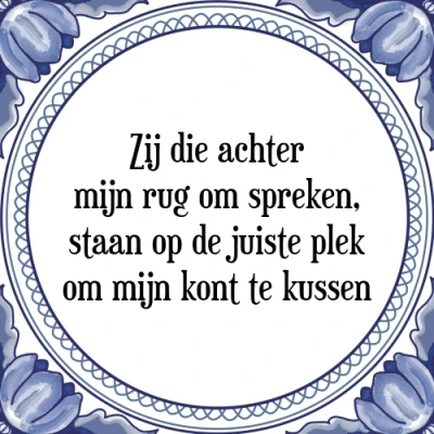 Afbeelding van Zij die achter mijn rug om spreken, staan op de Tegeltje + Spreuk