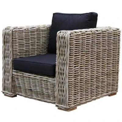 Afbeelding van Nissah lounge tuinstoel naturel rotan olefin black urecel foam