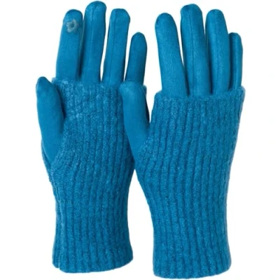 Afbeelding van styleBREAKER Dames Touchscreen stoffen handschoenen met uitneembare gebreide manchetten, warme handschoenen, winter 09010022, Kleur:Petrol