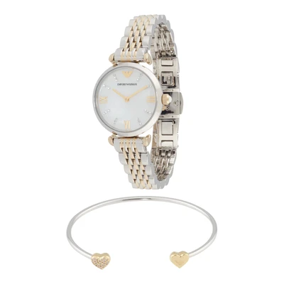 Afbeelding van Emporio Armani dames Horloge met bangle in set van 2AR80078SET de kleur Zilver