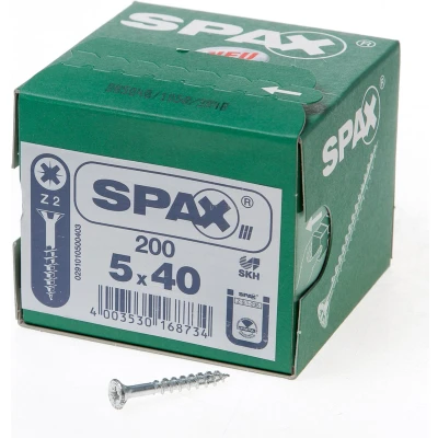 Afbeelding van Spax spaanplaatschroeven platverzonken kop verzinkt pozidriv deeldraad 5.0x40mm (per 200 stuks)
