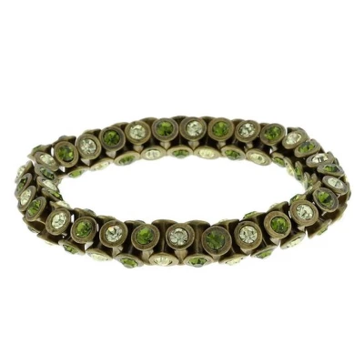 Afbeelding van Behave armband oud goud kleur met groene stenen elastische