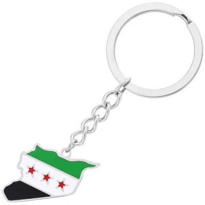 Afbeelding van Casiler Syrië vlag sleutelhanger hanger roestvrij staal sieraden voor mannen
