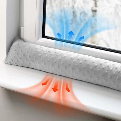 Afbeelding van tochtstopper raam of zijslaapkussen 120 cm sierkussen lichaamskussen raamafdichting deurmat voor deur en windstopper bedrol Minky Lichtgrijs