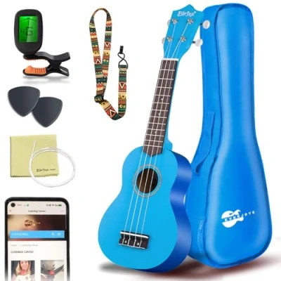 Afbeelding van Soprano Ukulele Beginner Pack 21 Inch w/Gig Bag How to Play Songbook Digital Tuner All in One Kit (Blue)