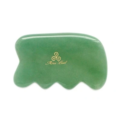 Afbeelding van Mina Heal Groene Aventurijn Jade Steen Gua Sha Gezichtsmassager Uitstekende Huidverzorging Tool