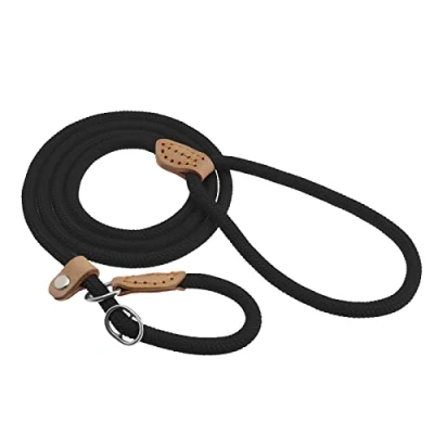 Afbeelding van VGOL Hondenriem, slipriem, trainingslijn, huisdierharnas, linnen, sterk gevlochten touw voor grote, middelgrote honden, kleine puppy&#039;s, zwart