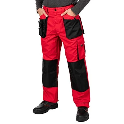 Afbeelding van Mazalat Werkbroek voor Mannen met Kniebeschermzakken, Maten S XXXL, Zwarte Werkbroek, Cargobroek, Kwaliteit, Rood, 46