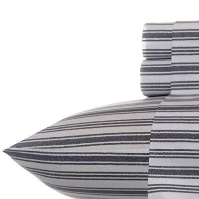 Afbeelding van Nautica Percale Collectie Beddengoedset 100% katoen, knapperig &amp; koel, lichtgewicht en vochtafvoerend beddengoed, koningin, coleridge houtskool