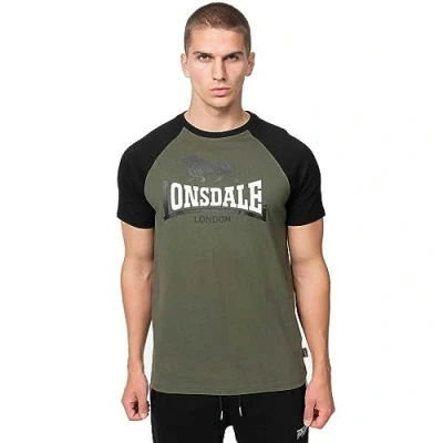 Afbeelding van Lonsdale Normale Passform Magilligan Tshirt print, Heren, Maat: Large, Olive black white