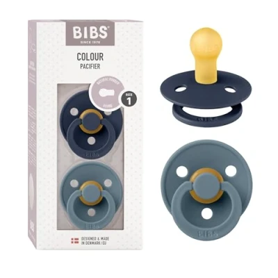 Afbeelding van BiBS Colour Pacifier Stage 1 Fopspeen 0+ maanden 2 stuks Deep Space / Petrol