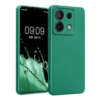 Afbeelding van kwmobile metallic telefoonhoesje van TPU geschikt voor Xiaomi Redmi Note 13 Pro 5G / Poco X6 Flexible case smartphone In donkergroen