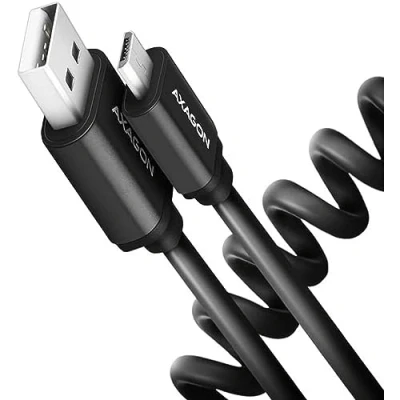 Afbeelding van AXAGON BUMM AM10TB Twister cable Micro USB &lt; &gt; A, 0,6m, 2.0, 2.4A, ALU, PVC, Black *USBAM *MUSBBM
