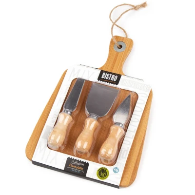 Afbeelding van Excellent Houseware Bistro Bamboe Kaasplank Set 4 Delig