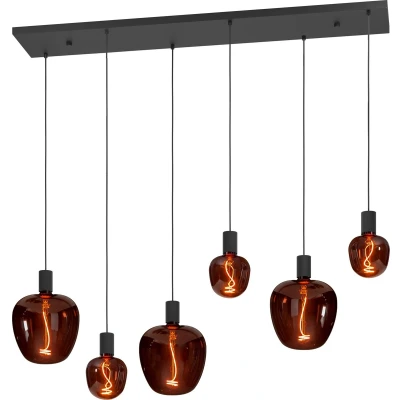 Afbeelding van EGLO Nogalte hanglamp 6 lichts E27 130 cm Rechthoek Zwart