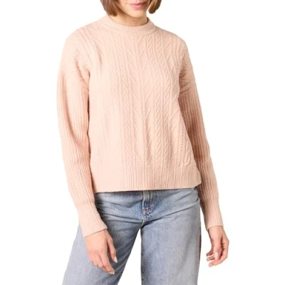 Afbeelding van Amazon Essentials Dames Soft Touch Moderne Kabel Crewneck Sweater (Verkrijgbaar in Grote Maat), Blush, XL