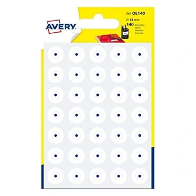 Afbeelding van AVERY Zak met 140 witte zelfklevende ogen, diameter 13 mm