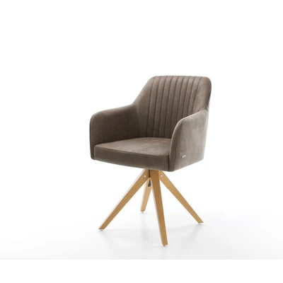 Afbeelding van Draaistoel Greg Flex houten frame hoekig taupe vintage 180 draaibaar
