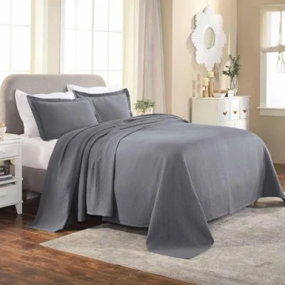 Afbeelding van SUPERIOR Sprei met kussenslopen, katoen, zilver, volledig