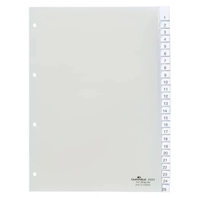 Afbeelding van Durable Tabbladen A4 25 delig gelaste tabs en voorblad PP, 80x80x80 mm