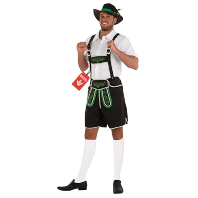 Afbeelding van Fun Shack Lederhosen Heren, Beierse Kostuum Mannen, Oktoberfest Outfit Heren Groot