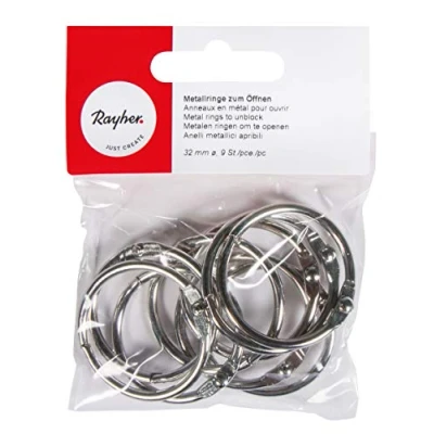 Afbeelding van Rayher Hobby 2520600 metalen ringen om te openen, 32 mm ø binnen, nikkelvrij, SB Btl. 9 stuks