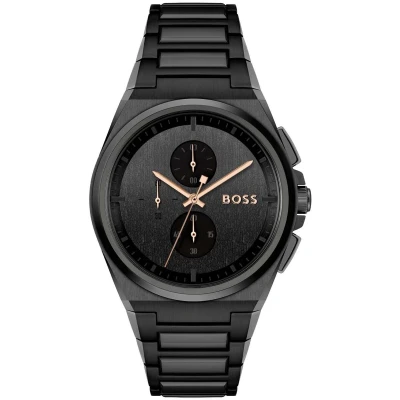 Afbeelding van BOSS HB1514068 STREET CHRONO Heren Horloge Chronograaf Mineraalglas Staal Zwart 44 mm breed Quartz Vouw/Vlindersluiting 5 ATM (douchen)