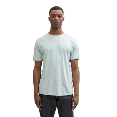 Afbeelding van TOM Tailor Denim OPEN EDGE Melange Tshirt basic, Heren, Maat: XS, Light ice blue