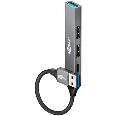 Afbeelding van Goobay 74458 (USB A, 4 Havens), Docking station + USB hub, Grijs