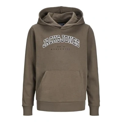 Afbeelding van JACK &amp; JONES JUNIOR hoodie JJECALEB VARSITY met logo donkergroen