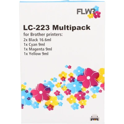 Afbeelding van FLWR Brother LC 223 Multipack zwart en kleur cartridge