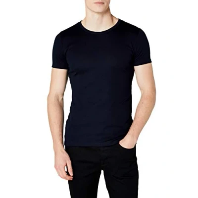 Afbeelding van Trigema Heren slim fit t shirt 602201, effen kleur, maat X Small, blauw (navy 046)