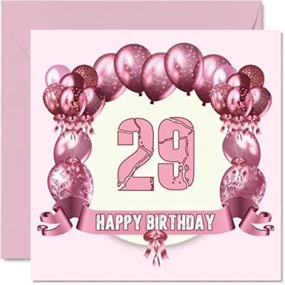 Afbeelding van Leuke 29e verjaardagskaarten voor vrouw verjaardag ballonnen gelukkige verjaardagskaart zoon dochter broer zus oom tante nicht neef neef, 145mm x wenskaarten,