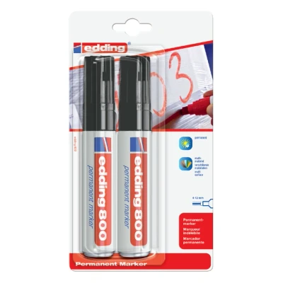 Afbeelding van Viltstift edding 800 schuin 4 12mm zwart blister à 2 stuks