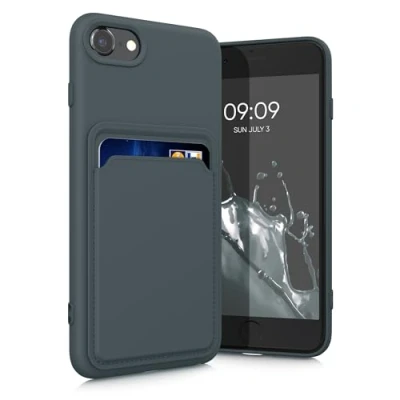 Afbeelding van kwmobile telefoonhoesje geschikt voor Apple iPhone SE (2022) / (2020) 8 7 Hoesje met pasjeshouder TPU case in leisteen
