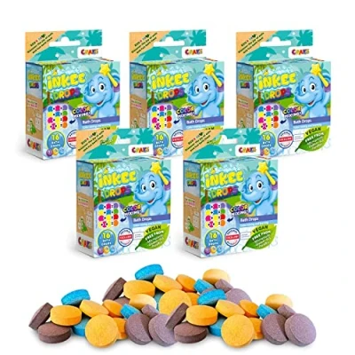 Afbeelding van CRAZE INKEE Baddruppels Badtabletten om te leren kleuren, voor kinderen, 80 badbruisballen kinderen met aardbeiengeur, 1 stuks (5 stuks)