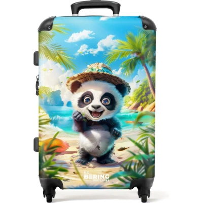 Afbeelding van NoBoringSuitcases.com® Koffer groot Rolkoffer lichtgewicht Jonge panda in tropische sferen Reiskoffer met 4 wielen Grote trolley XL 20 kg bagage
