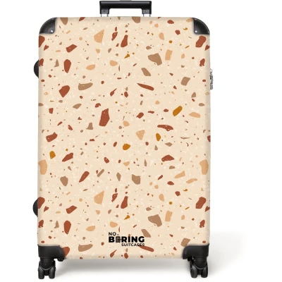 Afbeelding van NoBoringSuitcases.com® Koffer groot Reiskoffer lichtgewicht Terrazzo patroon veelkleurig terra Rolkoffer met 4 wielen Grote trolley XL 98 liter bagage