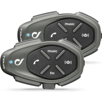 Afbeelding van Interphone Cellularline TOUR TWIN Motorfiets Bluetooth Communicatiesystemen 4 motorrijders 1,5Km Een Gespreksduurtijd van 25 uur, FastCharger Radio RDS, Music, Gps, Mobile Dubbel