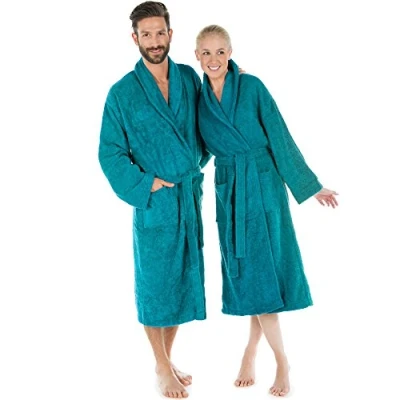 Afbeelding van CelinaTex S XXXL badjas sjaalkraag effen lange opgestikte zakken dames heren unisex warm badstof katoen Öko Tex Oregon