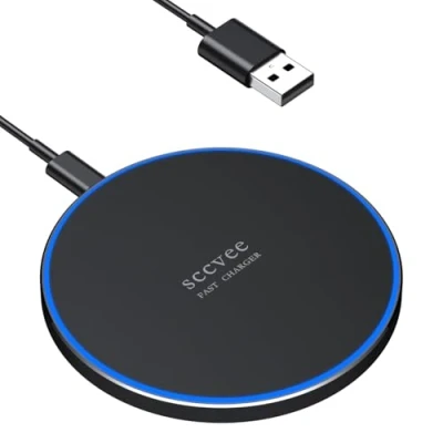 Afbeelding van draadloze oplader, 20W Max oplaadpad inductie oplader compatibel met Samsung Galaxy S23/S22/S21/S20/S10, iPhone 12/13/14/15 serie.