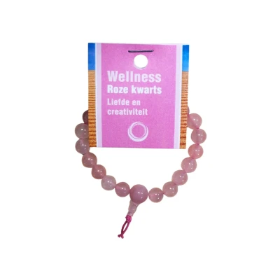 Afbeelding van Ruben Robijn Powerbead op kaart roze kwarts (1 st)