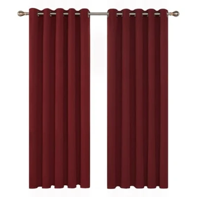 Afbeelding van Deconovo Verduisterende Gordijnen Set van 2, Warmtewerende Verduisteringsgordijnen voor Woonkamer, Kerst, 168x183 cm (B x H), Donkerrood