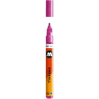 Afbeelding van Molotow ONE4ALL 2mm Acryl Marker Metallic Roze Geschikt voor vele oppervlaktes zoals canvas, hout, steen, keramiek, plastic, glas, papier, leer...