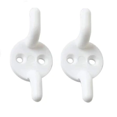 Afbeelding van Merriway® BH01554 (2 stuks) touw koord schoenplaathaken, 50mm inch) kunststof wit pak van 2 stuks