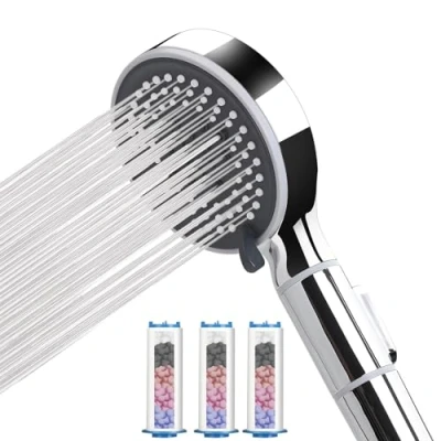 Afbeelding van Douchekop, Handdouche met 3PP filter,Hogedrukdouchekop 6 Straalsoorten, Ecosmart 9 l/min, Universele G1/2,⌀130MM,Douchekophouder Zonder Boren,hoge druk,Spaardouchekop,Regendouche,Stopfunctie