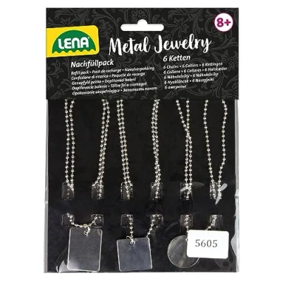 Afbeelding van Lena 42657 Navulpakket met 6 metalen kettingen en hangertjes voor 42655 Engraver&#039;s Jewelry Studio, set graveerstudio, navulling sieradenstudio