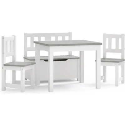 Afbeelding van vidaXL 4 delige Kindertafel en stoelenset MDF wit grijs