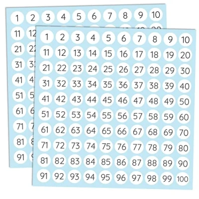 Afbeelding van 25 Sets, 10mm 1 100 Genummerde Nummer Stickers, Kleine Ronde Number Labels Wit